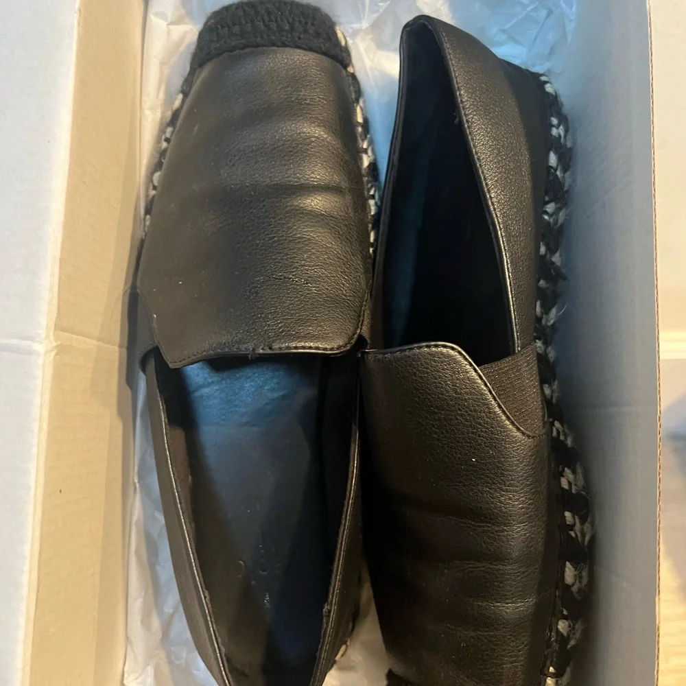Paolo Black Leather Espadrille Loafers